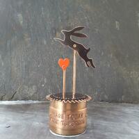 Hare Today Gone Tomorrow recycled metal sculpture
