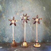 Small recycled copper and cog sculptures