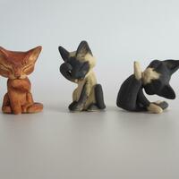 Wee kitties ~ stoneware with underglazes and oxides