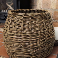 Willow kindling basket. Sustainably grown willow, woven by Christina, Warwickshire.