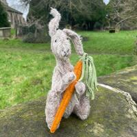 handmade felt mohair rabbit with carrot