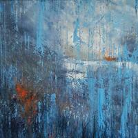 "Through the Rain" an oil and cold wax abstracted landscape