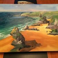 Bedruthan Steps beach, Cornwall (oil painting)