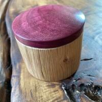 Oak box with purple heart lid.