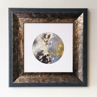 Sky Map ii. Original inkling by Hannah Pugh - All Is Not Lost art. Ink, bleach and gold dust on paper. Framed.