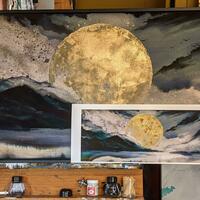 Storm Moon. Original commissioned painting and small hand finished print