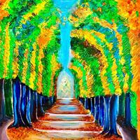 Rainbow road, the colours of autumn never fail to impress, acrylic on canvas board