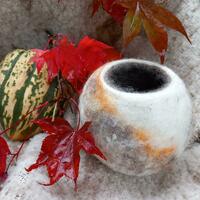 Hand felted woolly pot