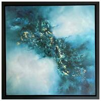 Teal abstract art by Jaimie Volkaerts