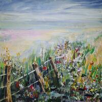 Cornish Wildflowers - mixed media - 60x60 cm - £550 - float framed