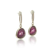 Silver and transparent enamel plum earrings
