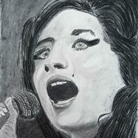 Amy Winehouse by Ron Lyall - charcoal drawing 