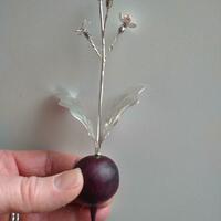 Sterling silver radish with purple heart wood bulb