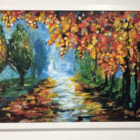 Autumn - acrylic on board in the style of Leonid Afremov