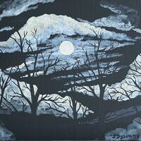 Moonlight Solace. Acrylic on canvas board.
