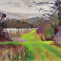 Landscape painting- Binton on an acid green day