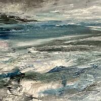 Stormy day, St.Ives. mixed media painting by Marie Calvert