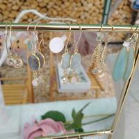 Gold filled earwires with crystals, labradorite, drusy quartz, aquamarine, topaz and amazonite