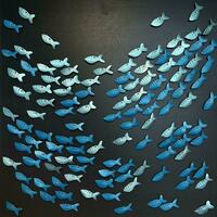 Shoal recycled moving artwork 50x50cm 