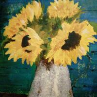 Sunflowers in Acrylic by Pam