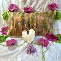 Felted lavender heart and garland