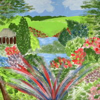 Gazebo in Landscape Garden, original artwork by Sheila C Robinson