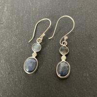 Moonstone and Kyanite drop earrings