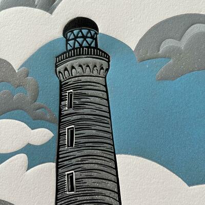 Ardnamurchan Lighthouse - layered linocut print