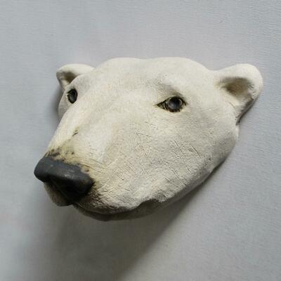 Polar bear mask, high-fire stoneware