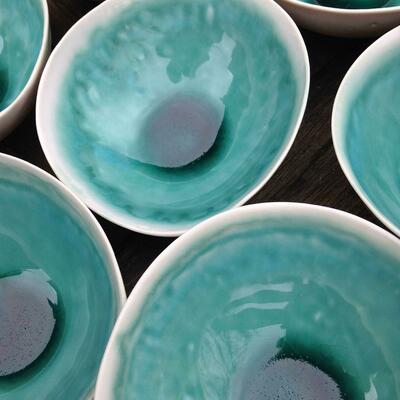 Turquoise porcelain bowls.