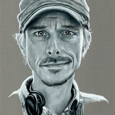 MacKenzie Crook as Andy in The Detectorists - Prismacolor pencil on tinted paper