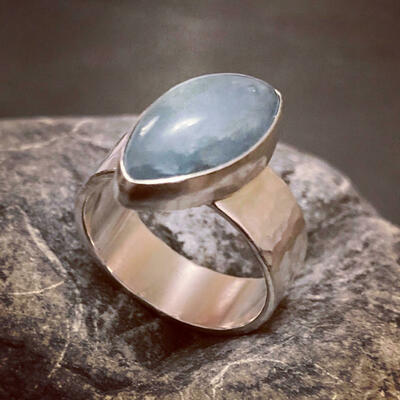 Aquamarine and silver ring