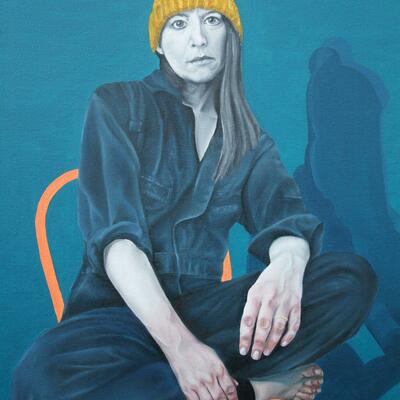 'Self portrait'  2021,  oils on canvas,  60cm x 43cm,  £2,500