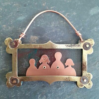 Recycled Metal Family Hanging Ornament