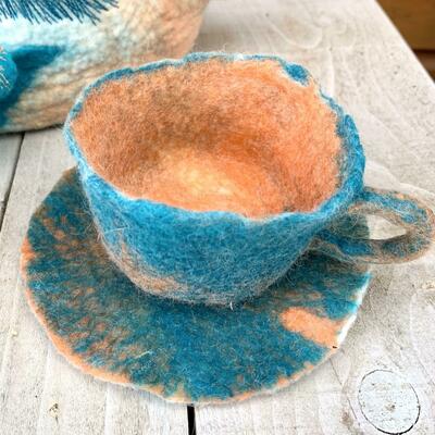 felted teacup and saucer
