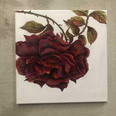 Acrylic Red Rambling Rose by Sarah Horne 