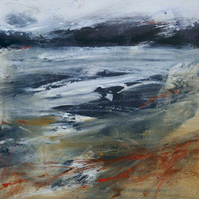 Winter Coastal Flux  St Ives mixed media painting by Marie Calvert