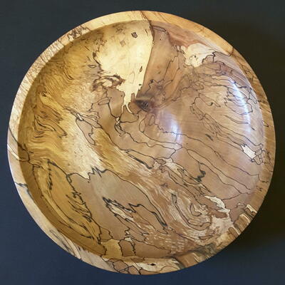 A magnificent English spalted beech fruit bowl