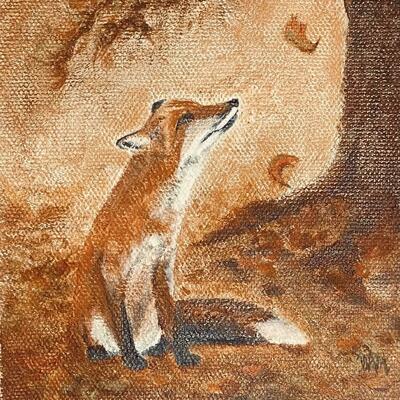 Autumn Vixen - Oil on Canvas 5x5"