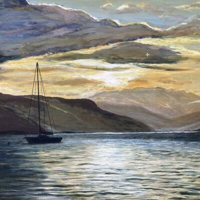Loch Duich at sunset. Acrylic. £420. 