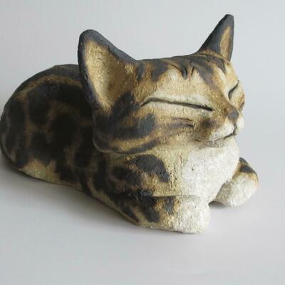 Muffin Posture ~ stoneware with slip and oxides