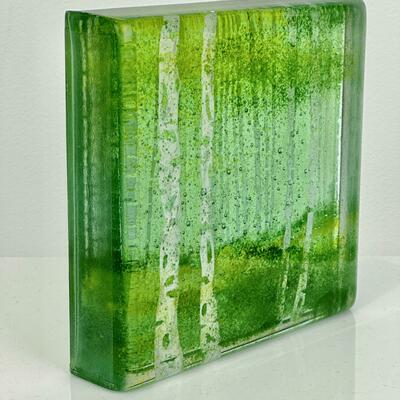 Fused Glass Birch Tree Sculpture Emma Grace Glass Art