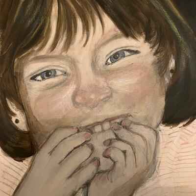 Smiler - by Jacquie Bostock - Acrylic on paper 