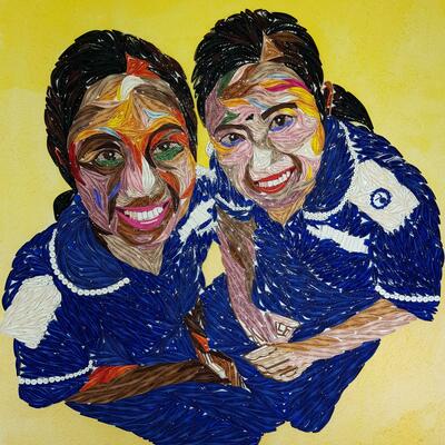 Portrait work called "Sisters" celebrating 70 years of NHS