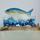 Fused glass fish and sea