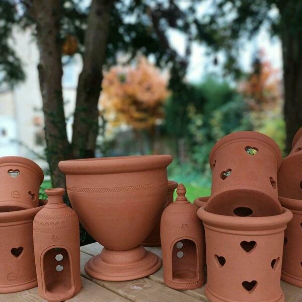 A selection of hand thrown terracotta pots.