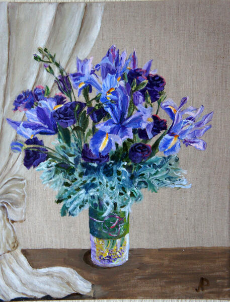 irises in acrylics