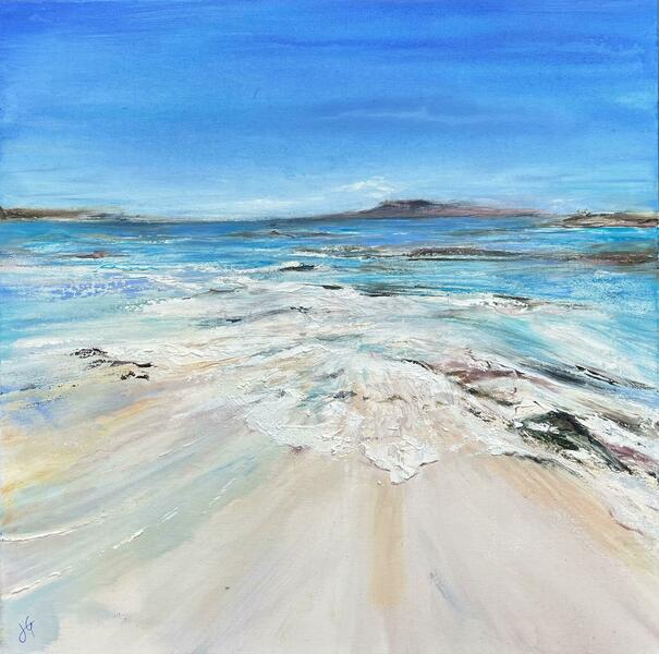 Iona shoreline - oil & acrylic on Canvas
