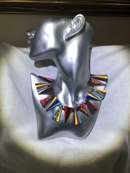Multi coloured enamel necklace
