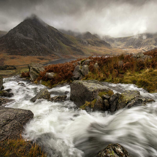 Tryfan mountain view in Autumn. North Wales